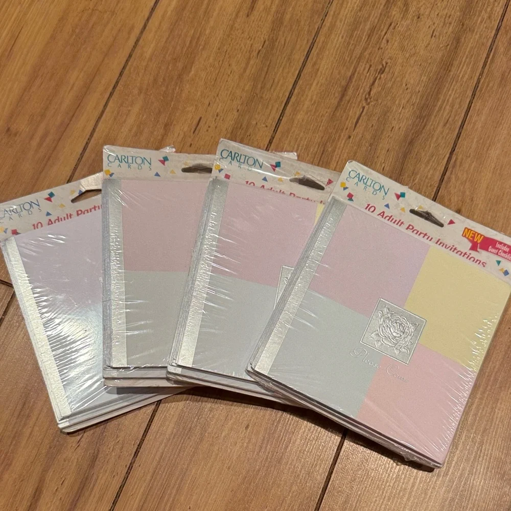 New Vintage 90’s Party Pink Pastel Adult Invitations. 4 packs of 10.